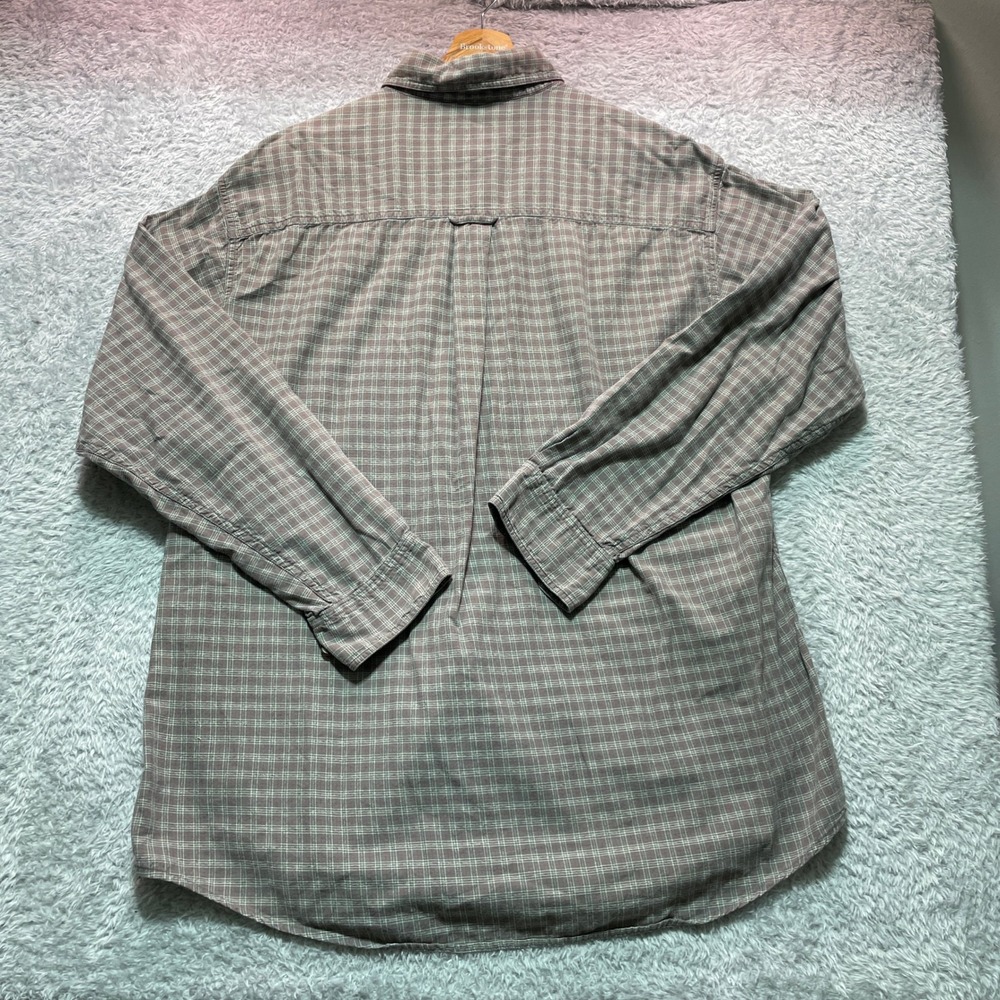 Woolrich Mens Large Plaid Button Down Shirt Grey Red Long Sleeve Outdoor L - Picture 4 of 7